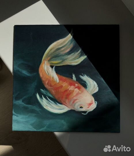 Картина маслом на холсте «Кои»