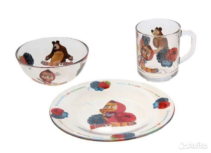 Набор детской посуды, посуда из дерева