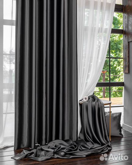 Комплект штор глянцевые Аврора Графит