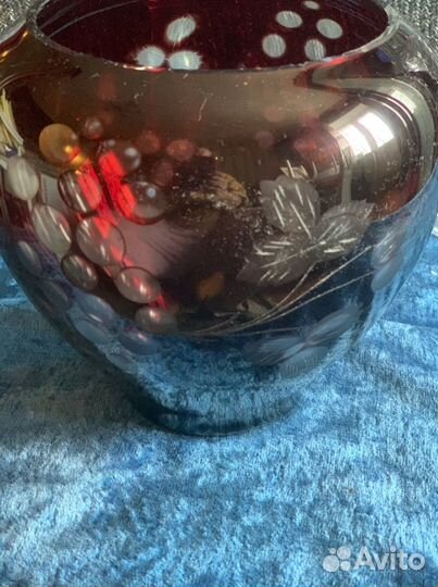 Ваза конфетница фруктовница цветное стекло Хрустал