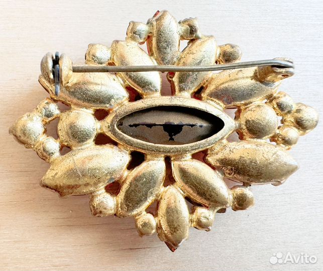 Брошь чешское стекло аврора бореалис СССР винтаж