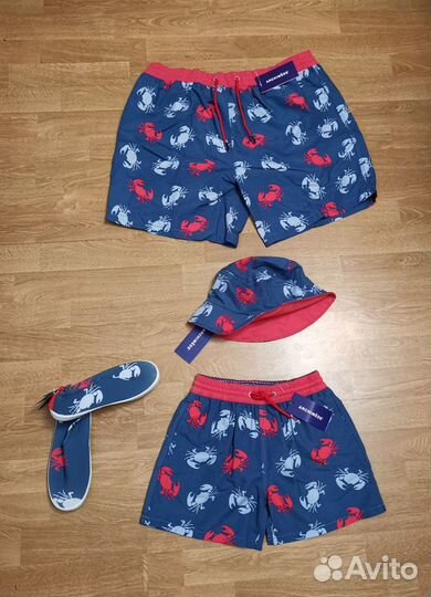 Family look папа сын пляж шорты панама 9-11 л