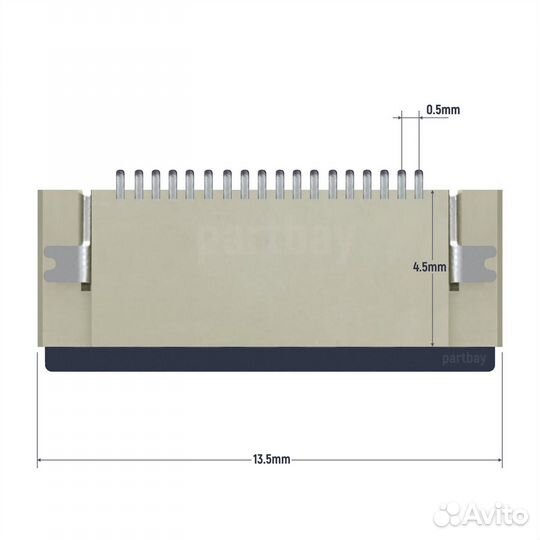 Коннектор для FFC FPC шлейфа 18-pin шаг 0.5mm ZIF