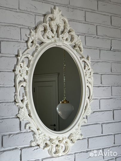 Икеа зеркало викерсунд овал белый 59x85 см