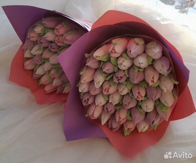 Цветы тюльпаны,букет из зефира