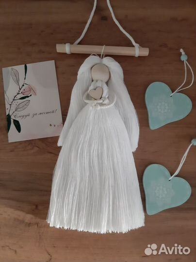 Макраме ангел белоснежный