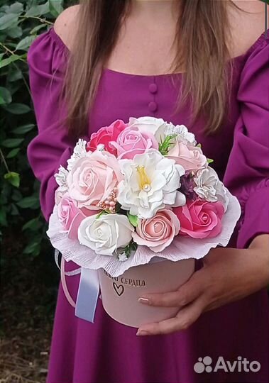Букет из мыльных цветов; подарок маме, девушке