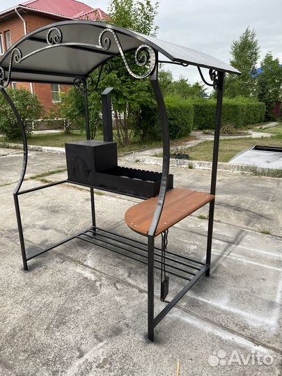 Мангал с печью под казан и крышей