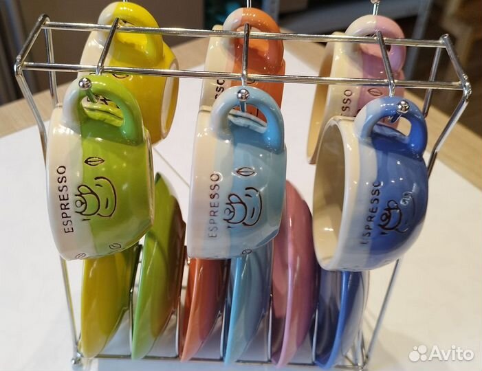 Набор кофейных пар эспрессо(60мл *6 шт), подставка