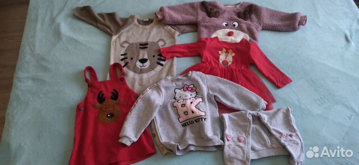 Теплые вещи пакетом для девочки 80 86 92 1-2 года