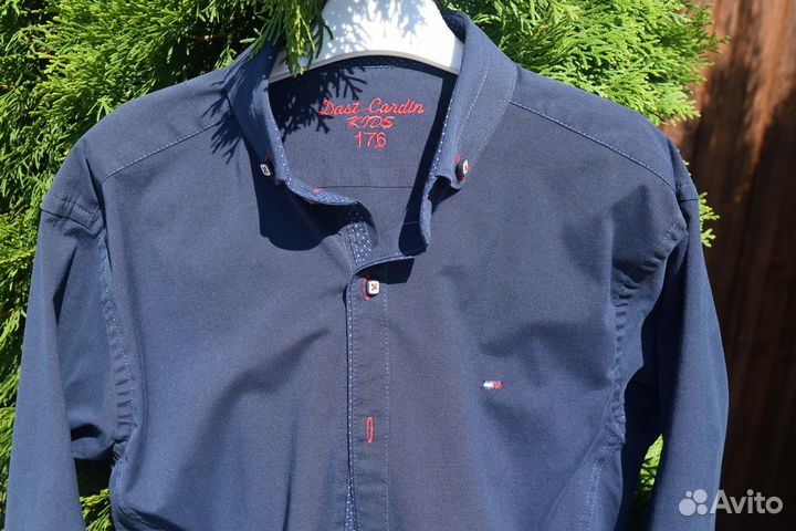 Рубашка темно-синяя длинный рукав Турция