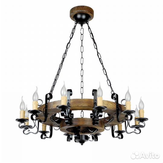 Люстра деревянная колесо