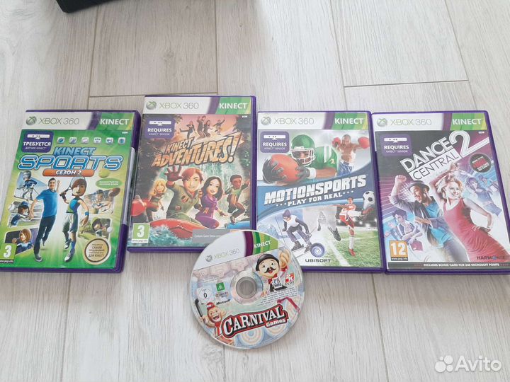 Microsoft XBox 360 + сенсорный Kinect + диски