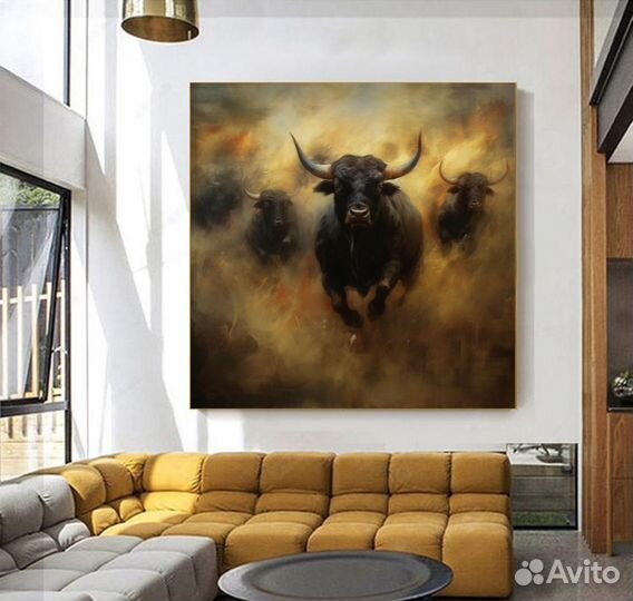 Картина маслом бык Современное искусство
