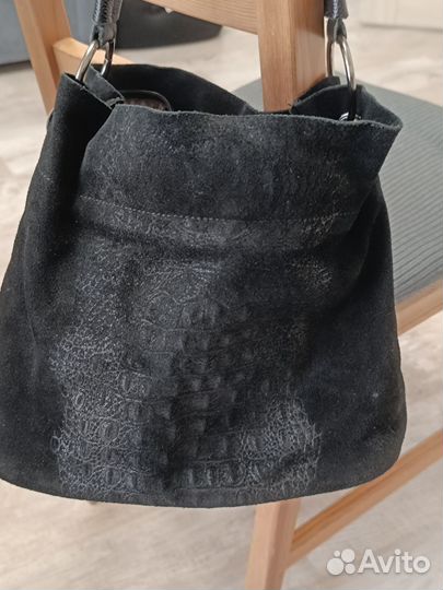 Сумка женская натуральная замша черная