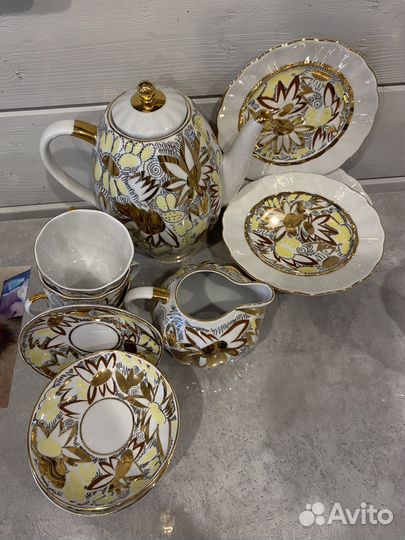 Кофейный сервиз Золотые Ромашки