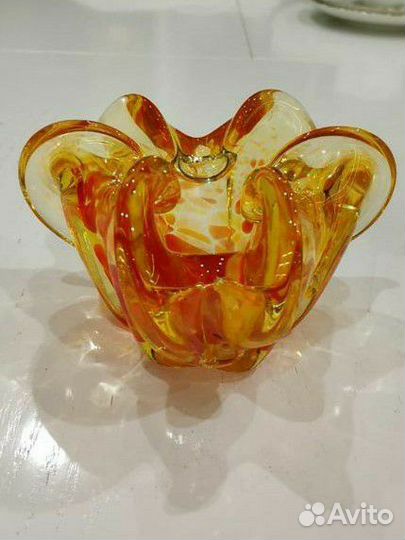 Винтаж вазочка цветное стекло