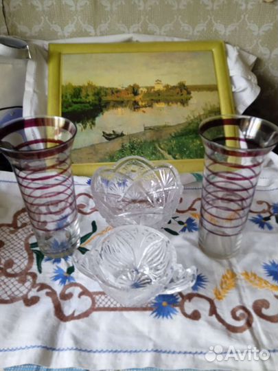 Салатник хрустальный,вазы,икорница СССР