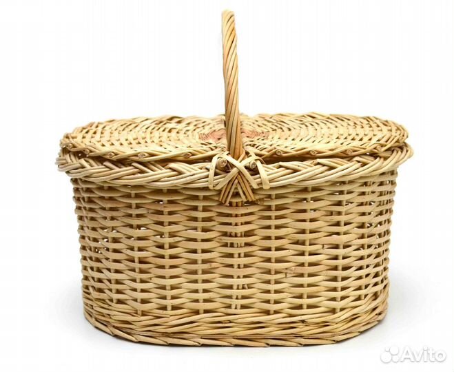 Корзина плетеная с крышкой для пикника большая 17
