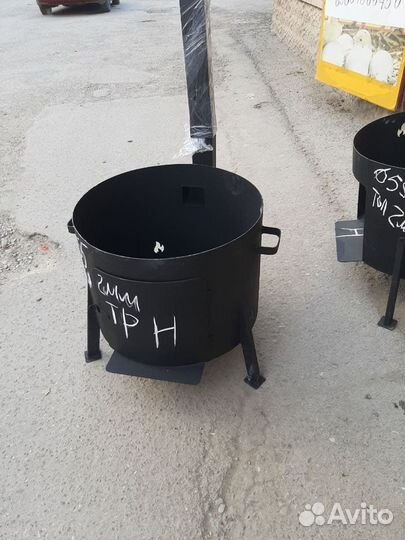 Печь на дровах для 50л чугунного казана