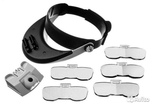 Лупа налобная 1.0/2.0/3.0/4.0/5.0/6.0x подсветка