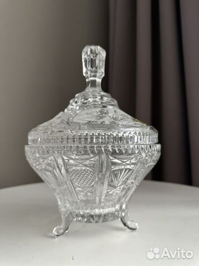 Хрустальная конфетница с крышкой СССР