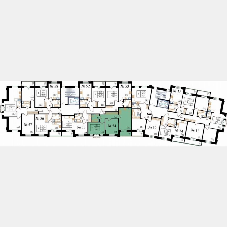 2-к. квартира, 64,5 м², 4/8 эт.