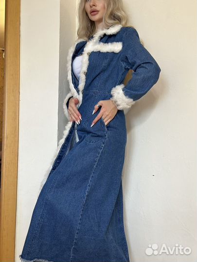 Винтажный джинсовый плащ