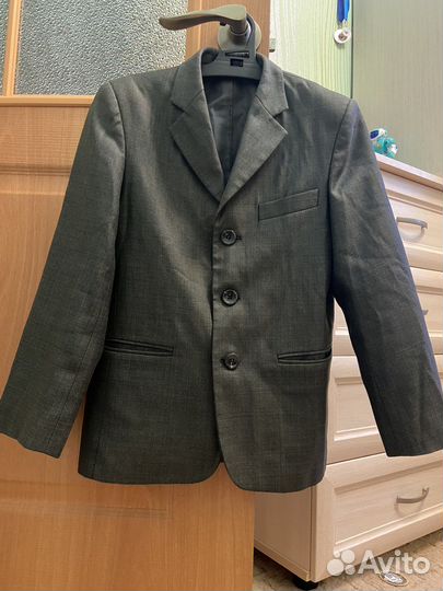 Пиджак костюм школьный серый 128