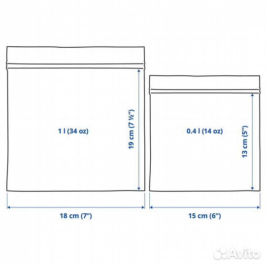 Пакеты Истад IKEA 0,4 и 1л 60 шт