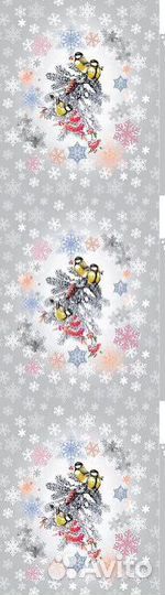 Ткань рогожка со снегирями