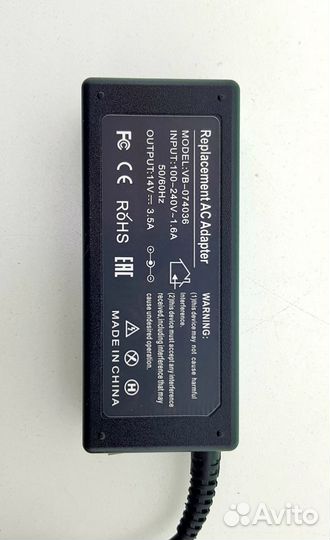 Блок питания 14V 3.5A (6.5x4.4) новый