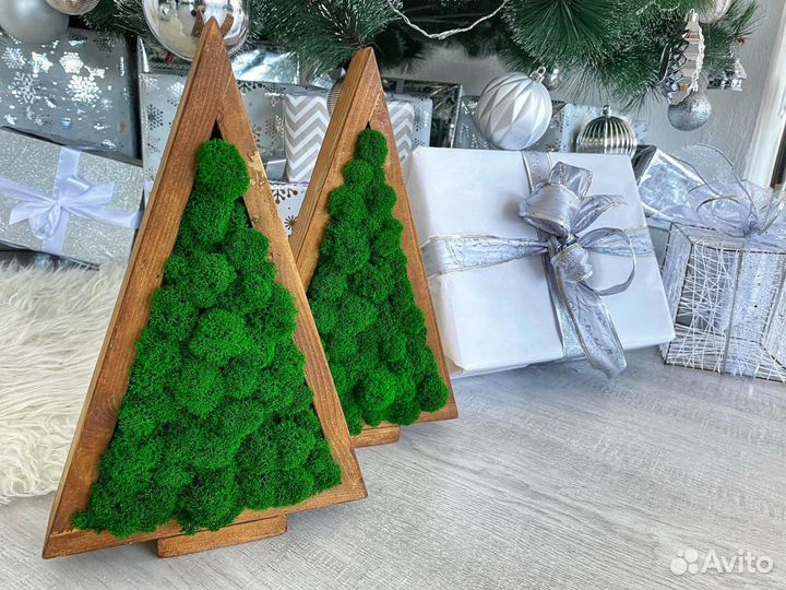 Елочки из мха, оригинальные подарки