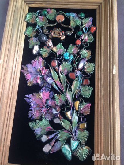 Панно Зодиак, самоцветы винтаж телец весы