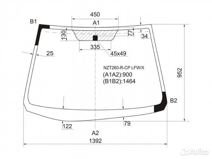 Стекло лобовое переднее Toyota Premio 2007-2021