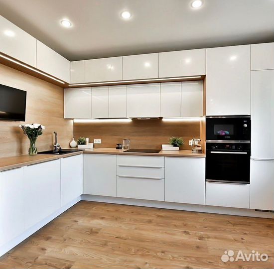 Угловая кухня с мдф фасадами в