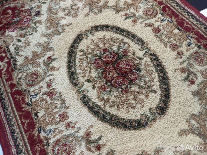 Ковер с ворсом 120х80 бордовый с кремовым классика