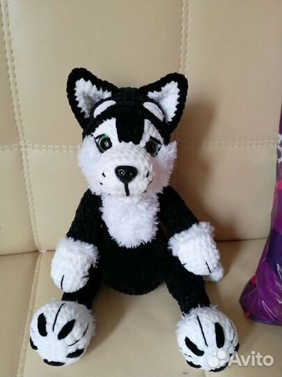 Вязаная игрушка Собака Хаски амигуруми