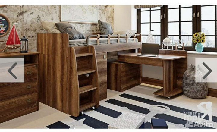 Детская кровать чердак со столом