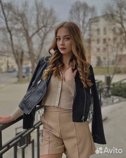 Шорты женские кожаные