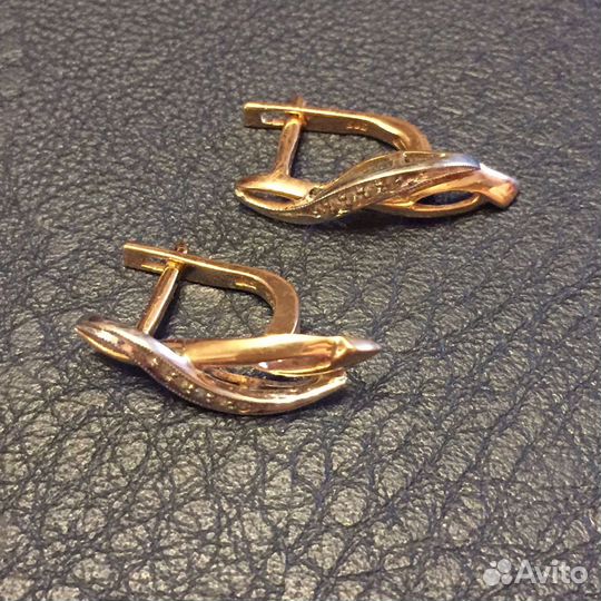 Золотые серьги с бриллиантами. Винтаж