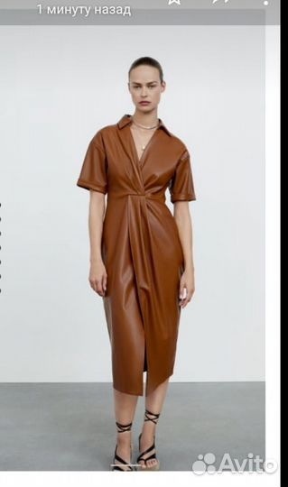 Платье Zara кожаное