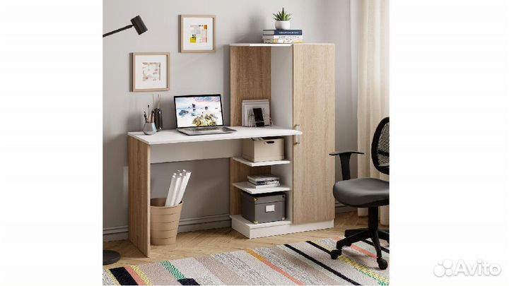 Компьютерный стол Бейсик дуб сонома/белый