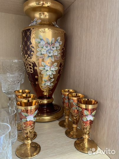 Комплект лепка со смальтой рубин Богемия