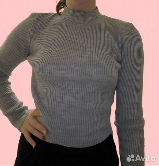 Водолазка короткая серая