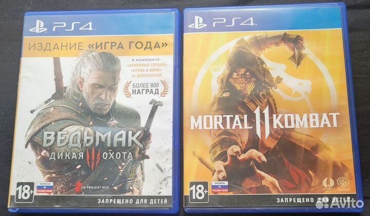 Игры для приставок ps4 Mortal kombat 11; Ведьмак 3