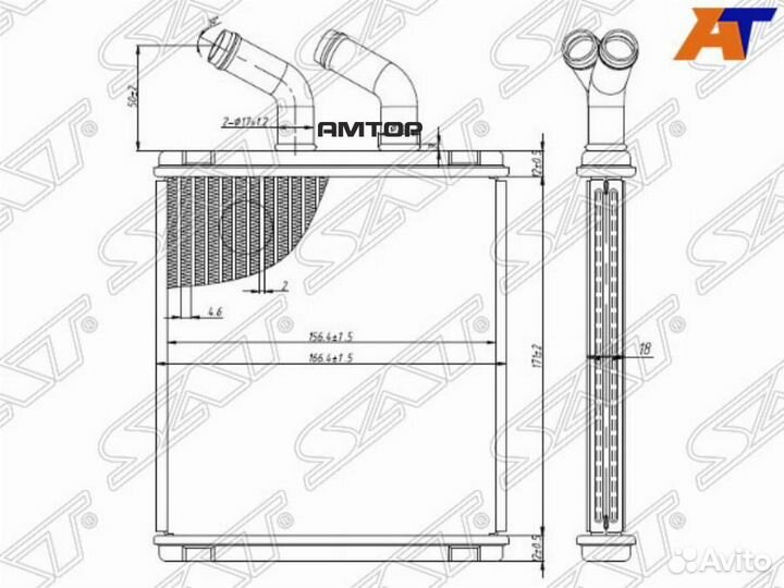 SAT ST-HI98-395-0 Радиатор отопителя салона hino p