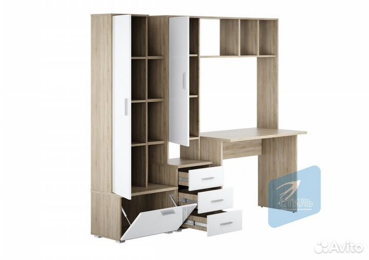 Паскаль-5 Угол школьника Дуб Сонома светлый Белый