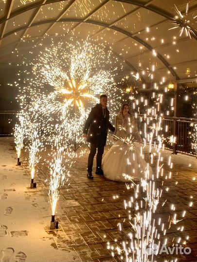 Салюты, холодные фонтаны, вертушка, огнепад