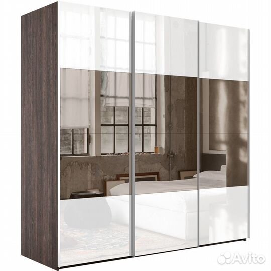Шкаф-купе Эста 3-х дверный Комби (6 Белых стекол